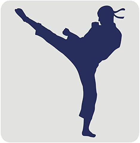 FINGERINSPIRE Karate Stencil 11.8x11.8inch, Sport Férfi Minta Harcművészeti Akció DIY Festmény Stencil, Újrafelhasználható