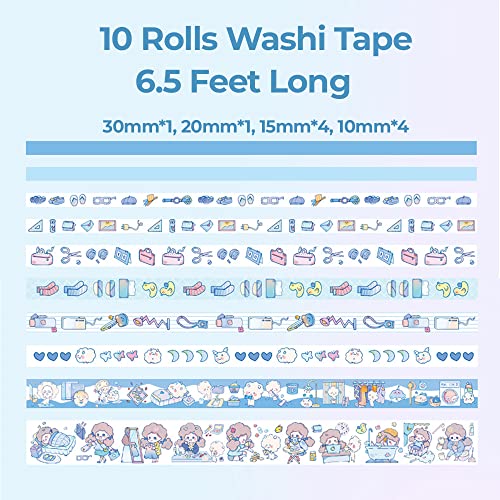 CUNCUN Aranyos Washi Tape Memo Pad Matrica Készlet, 10 Tekercs Washi Maszkoló Szalag 10 Lap Matricák 30 Lap Memo Megjegyzés:
