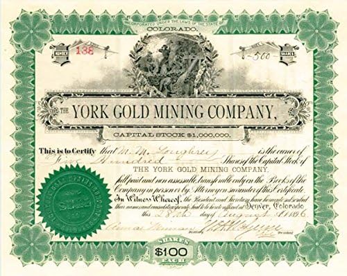 York Aranybányászat Co. - Raktáron Bizonyítvány