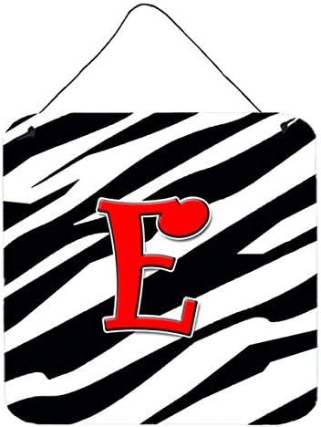 Caroline Kincsek CJ1024-EDS66 Levelet E Kezdeti Monogram - Zebra Piros Fal, vagy az Ajtón Lógó Ujjlenyomat, Alumínium Fém