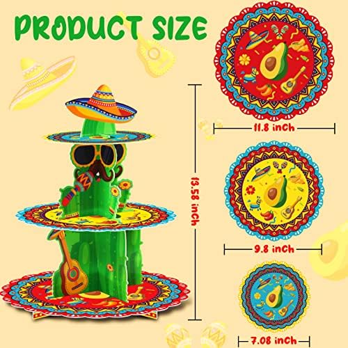 Mexikói Fiesta Party Dekoráció 3 Tier Mexikói Szülinapi Buli Muffin Állvány Kaktusz Fiesta Party Cupcake Topper Taco Fél