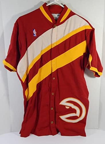 1987-88 Atlanta Hawks Doc Rivers 25 Játékban Használt Piros bemelegítés Kabát 40 56 - NBA Játék Használt