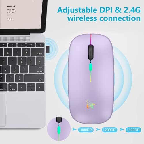 Vezeték nélküli Egér，Vezeték nélküli Bluetooth Egér Laptop - LED Számítógép Egér (Bluetooth 5.1 +USB) - Újratölthető Egér