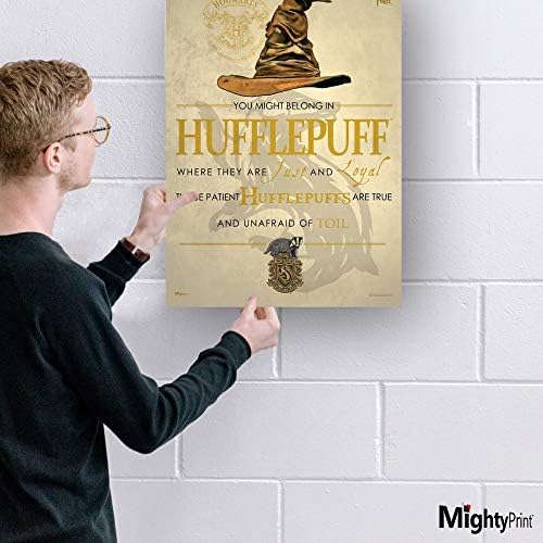 MIGHTYPRINT Harry Potter - Hufflepuff - Roxfort teszlek süveg Ház Idézet – Tartós 17 x 24 Wall Art – NEM papírból – Hivatalosan