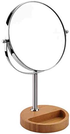 HTLLT Szépség Smink tükör Tükör, körbe-Körbe Reverzibilis Bambusz Tükör, Asztal, 8 Cm