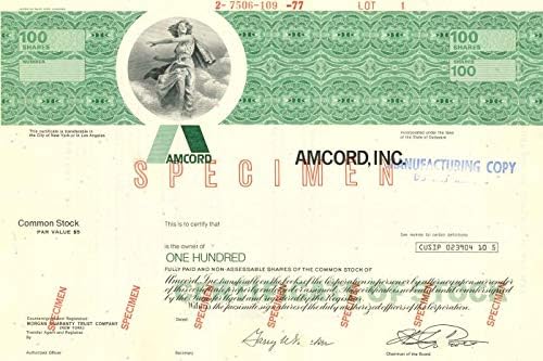 Amcord, Inc. - Raktáron Bizonyítvány