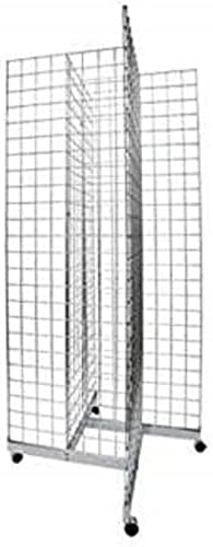 2 x 6' Rács Panel 4 Oldalas Floorstanding Kijelző Rolling Bázis Króm