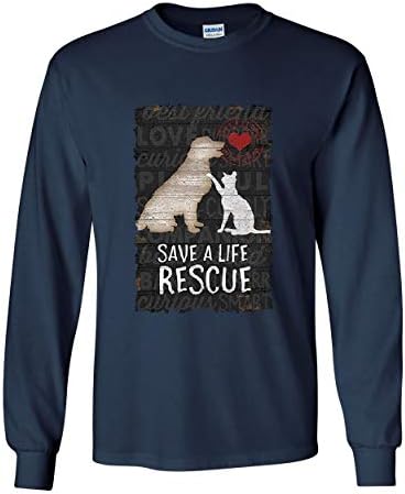 Ments meg egy Életet Megmenteni egy Pet Hosszú Ujjú Póló Kutya, Macska, Cica, Kutyus Menedéket Mancs Tee Világos Rózsaszín