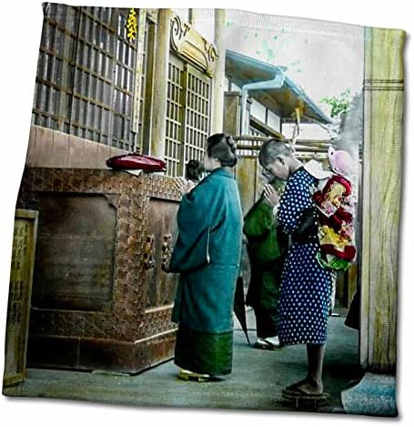 3dRose Japán Család Imádkozik a Helyi Buddhista Templom Zen - Törölköző (twl-246700-3)