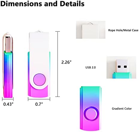 2 Csomag 64 gb-os USB Flash Meghajtók Gradiens Színes USB 2.0 pendrive Nagykereskedelmi Tömeges Forgatható Design pendrive-ot