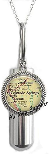 AllMapsupplier Divat Hamvasztás Urna Nyaklánc Colorado Springs térkép Hamvasztás Urna Nyaklánc,Colorado Springs térkép Urna