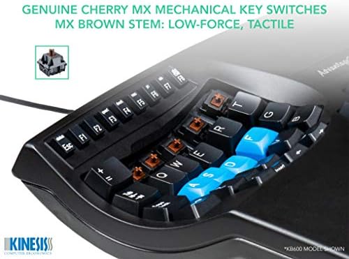 Kinesis Advantage2 Ergonomikus Billentyűzet (KB600), Fekete felső esetben, Cherry MX Barna Kapcsolók, QWERTY keycaps