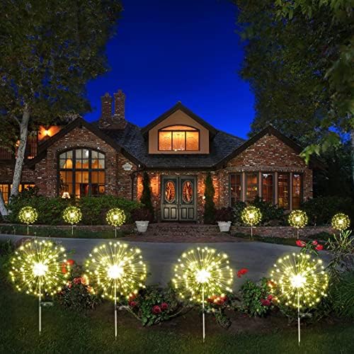 LORRYTE 6-Pack Napelemes Kerti Lámpák Kültéri Dekorációk, 540 LED Solar Tűzijáték Fényei, Starburst String Lámpák Napelemes