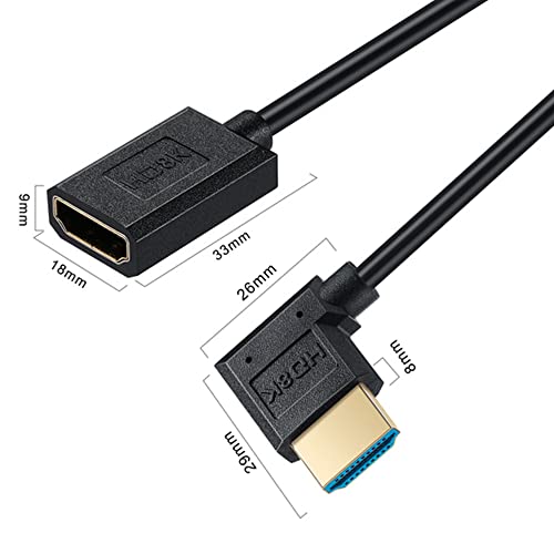 Qaoquda 8K HDMI Kábelt is, 4Ft Tekercselt HDMI 2.1 a Férfi-Nő 90 Fokos Szögben Spirál Extender Kábel Nagy Sebességű Támogatja