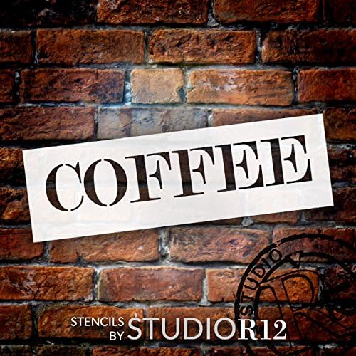 Kávé - Sovány Serif Szó Stencil - STCL2062 - által StudioR12 (13 x 4)