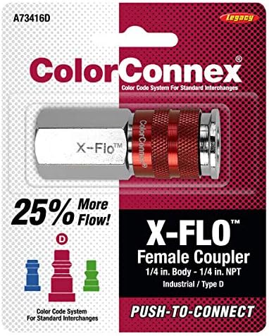 ColorConnex X-Flo Csatoló, Ipari D Típusú, 1/4 MNPT, Piros - A73426D