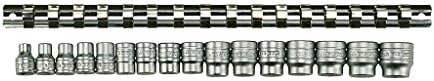 Teng Tools 16 Darab 3/8 Colos Meghajtó 6 Pont Rendszeres/Sekély Metrikus Dugókulcs Készlet (7mm - 22mm) - M3816, Ezüst, 1