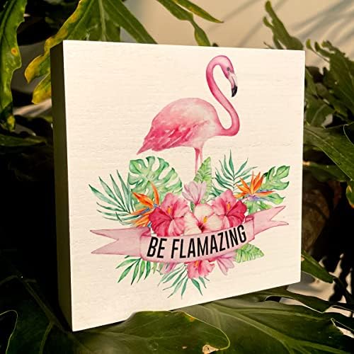 Virágos Rózsaszín Flamingó Fa Doboz Alá, Rusztikus Parasztház Stílusú Nyári Kell Flamazing Flamingo Fa Blokk Emléktábla 5