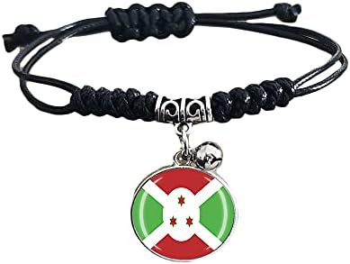 Burundi Zászló Fonott Karkötő Állítható Nylon Lánc Kristály Karkötő Ajándék,Divat, Kézzel készített Karkötő Férfi & Nő, Különleges