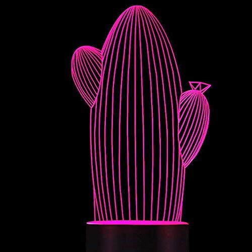 3D Kaktusz Virág, Fény, Led Touch Kapcsoló Dekor Asztal, Íróasztal Optikai Illúzió, Lámpák 7 színváltó LED Lámpák asztali