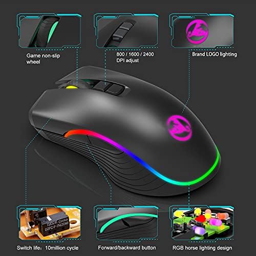 T26 2.4 G RGB Világító Vezeték nélküli Egér-Típus-C gyorstöltés Egér Hét-Gombot az Optikai Technológia Gaming Mouse