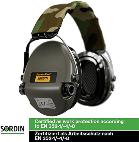 Sordin Supreme PRO X SOR75302-X-G-S - Aktív Állítható készült fülmelegítő - hallásvédő - Gél Seals - Camo Vászon Fejpánt,