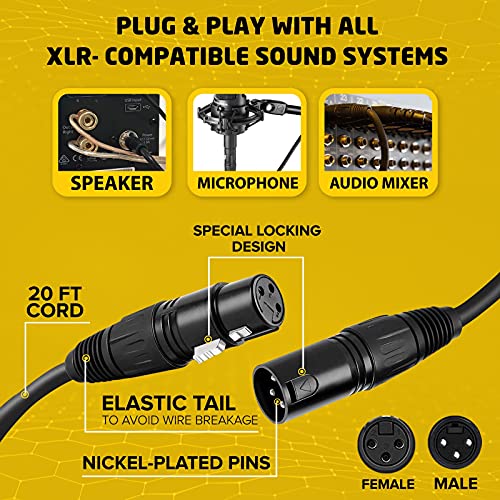 XLR Mikrofon Kábel által BRENDAZ 20ft. XLR Férfi-XLR Női Csatlakozó Kábel a Mikrofon, Audio Keverő, Hangfal, Eszközök - 20
