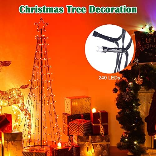 Yescom 5Ft Kúp karácsonyfa Fény 26 Módok 240 Színes LED Bluetooth ALKALMAZÁS, Vezérlés Beltéri Kültéri Fesztivál, Dekoráció