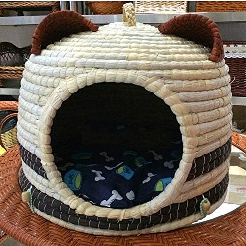 Raxinbang Kutya ágyak Kézzel Készített Panda Pet Fészek Panda Fül Macska Alom Kukorica Bőr Szőnyeg Fű Pet Fészek a Fül Divat