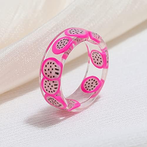 12 Db Gyanta Gyümölcs Gyűrűk Meghatározott Indie Gyűrűk Asthetic Gyűrűk Nyári Színes, Átlátszó Műanyag, Akril Gyűrűk Aranyos,