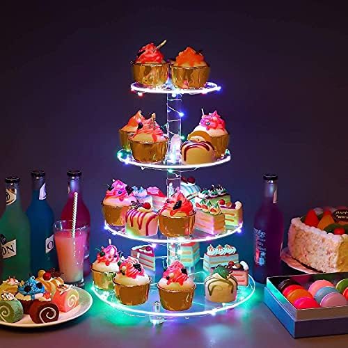 4 Tier Polc Cake Pop Állni (Kék) +4 Szint Kerek Süti Stand – Prémium Cupcake Jogosultja – Akril Cupcake-Torony Kijelző –
