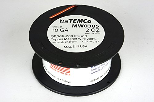 TEMCo 10 AWG Réz Mágnes Drót - 2 oz 4 ft 200°C Mágneses Tekercs Tekercs