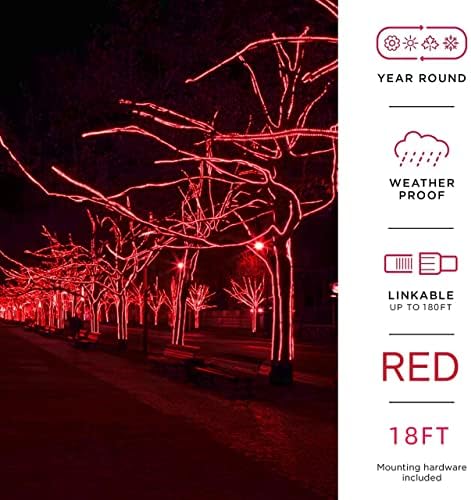 LAMPHOME LED Kötél Fény Piros LED 216LED 18FT 110v a Beltéri, mind Kültéri díszvilágítás,Waterpro a Fény UL Minősített