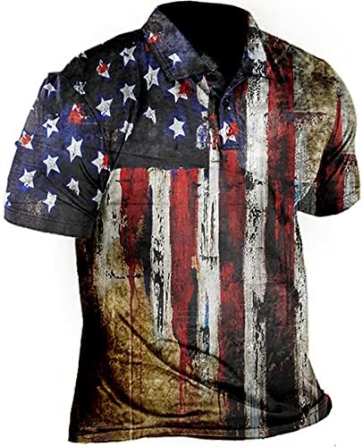 Férfi Póló, Férfi Hazafias Teljesítmény Függetlenség Napja Amerikai Zászló Klasszikus Roham, Rövid Ujjú T shirt