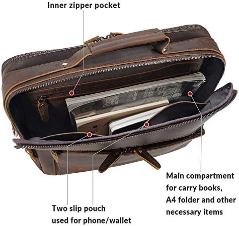 TIDING Férfi Valódi Bőr Táska 15.6 Hüvelykes Laptop Messenger Bag Üzleti Utazási Munka Váll táska