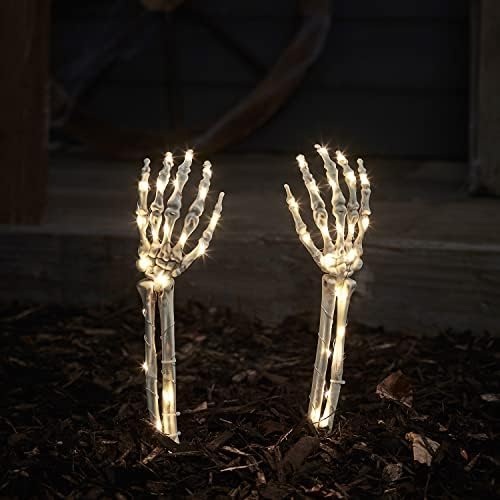 Lights4fun, Inc. 2 Halloween Csontváz Kezét elemes LED Kültéri Kerti Út Markerek Táj, Lámpák
