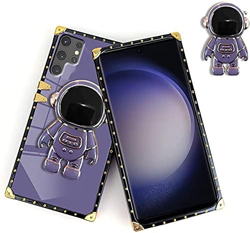 Űrhajós Rejtett Stand Esetben Fedezi a Samsung Galaxy S22 Ultra 5G, 6D Galvanizáló Űrhajós Rajzfilm Aranyos Telefon Esetében