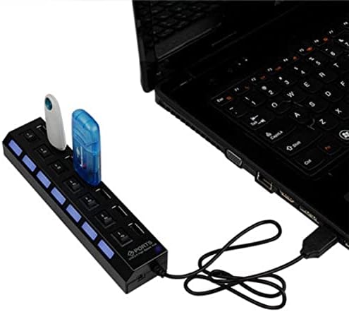 SOLUSTRE Splitter Töltés Hub Töltő Fekete Ac Adapter USB Hub-On/Off Laptop Energia Nagy -Port Több Kapcsoló USB USB