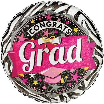 Congrats Grad Rózsaszín & Zebra 17 Lufit