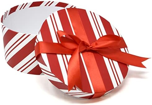 Karácsonyi Kerek Fészkelő Ajándék Dobozok 4 Csomag Piros, Fehér, Candy Cane Design Karácsonyi Halmozott Cookie Doboz Fedeleket