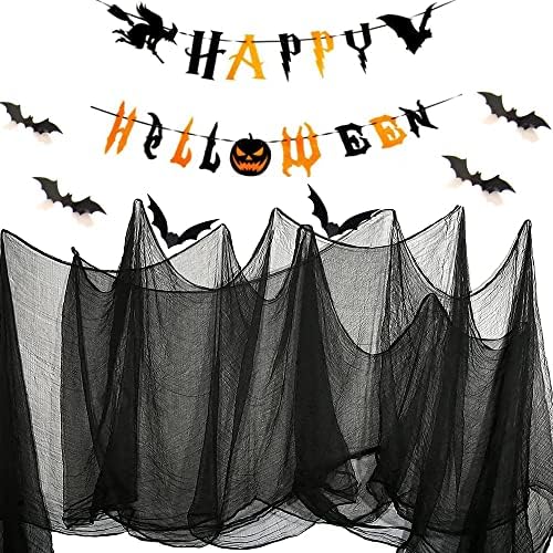 Halloween Dekoráció, majd Állítsa be, 56 DB 3D-s Fekete PVC Bat Matrica Banner & Hátborzongató Ruhával Kísérteties lakberendezés,