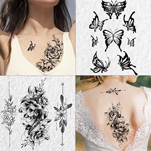 Cerlaza Ideiglenes Tetoválás Felnőtt Tartós, Hamis Tetoválás Nőknek Szexi, Vegyes Gyűjtemény Nagy Virágok Vízálló Tetoválás
