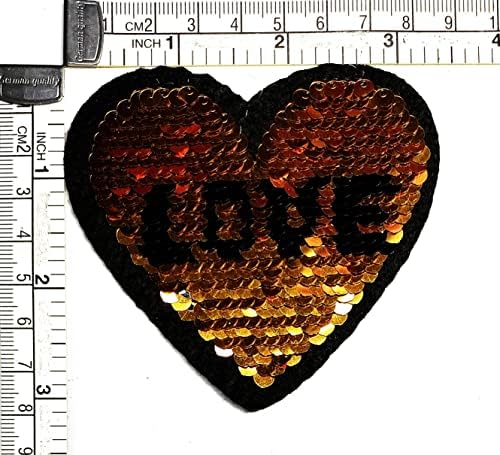 Kleenplus Arany Flitterekkel Szív Varrni Vas a Hímzett Foltokat rajzolt Szív a Szeretet Matrica Kézműves Projektek Tartozék