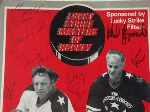 Jégkorong Legendák aláírt Multi Sztrájk hirdetés 30+ auto Bobby Orr Hull Ed Giacomin COA - NHL Dedikált Egyéb Tételek